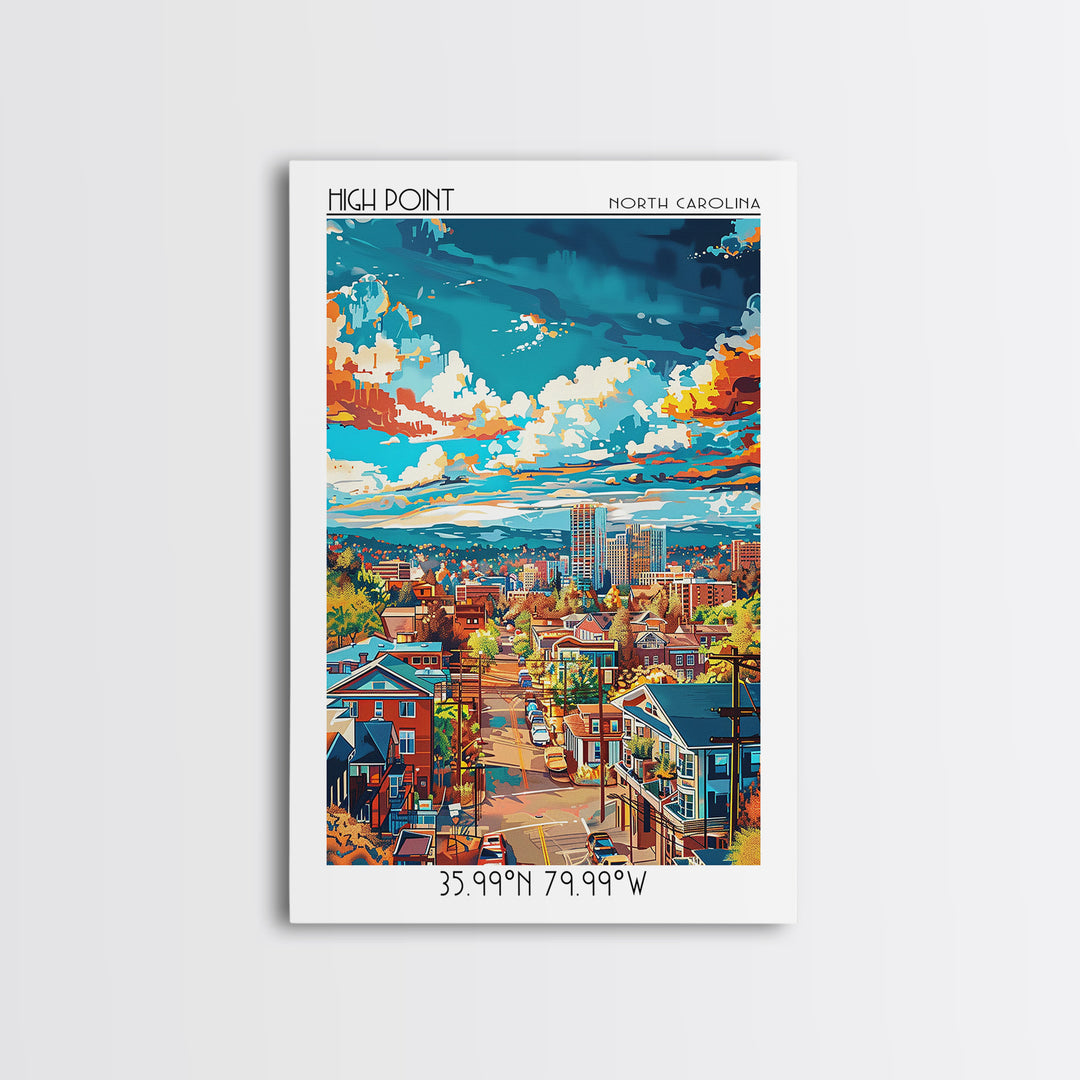 High Point Travel Poster, Framed Canvas Print, Retro Wall Art, Travel Print, Travel Art Print, Art Print, Poster Art, Fine Art Print