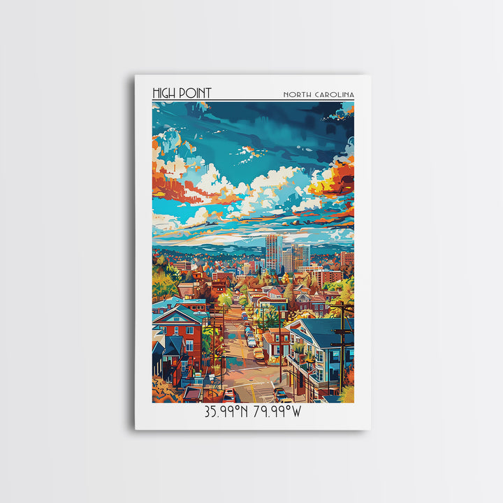 High Point Travel Poster, Framed Canvas Print, Retro Wall Art, Travel Print, Travel Art Print, Art Print, Poster Art, Fine Art Print