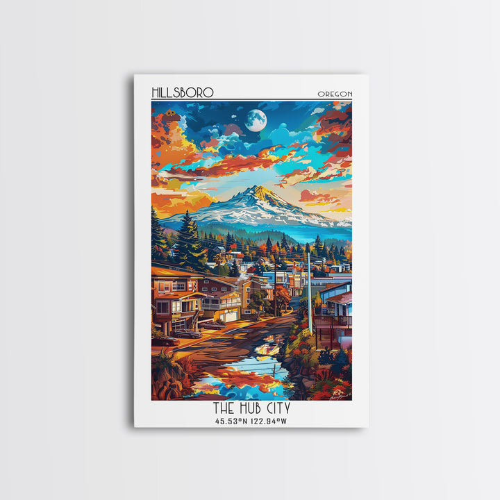 Hillsboro Travel Poster, Canvas Print, Poster Print, Travel Wall Art, Travel Art Print, Retro Wall Art, Art Print, Home Office Decor