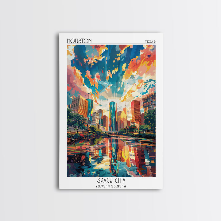 Houston Travel Poster, Canvas Print, Vintage Travel Print, City Wall Art, Wall Art, Retro Travel Print, Poster Art, Travel Art Print