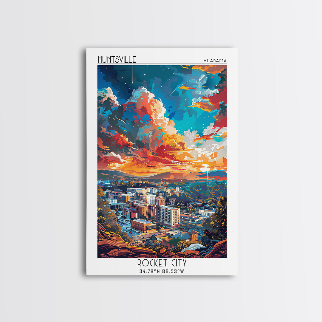 Huntsville Travel Poster, Canvas Print, Retro Wall Art, Travel Print, Retro Travel Print, Mid Century Wall Art, Vintage Travel Print