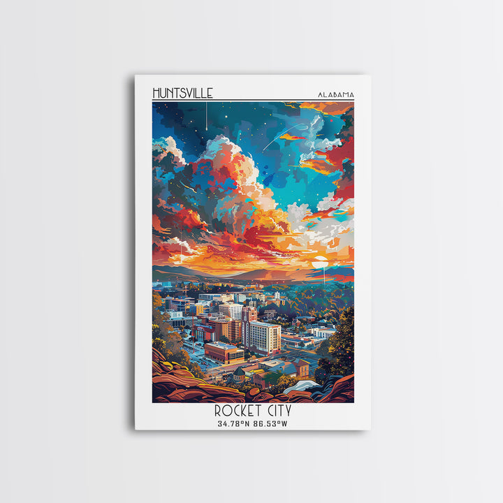 Huntsville Travel Poster, Canvas Print, Retro Wall Art, Travel Print, Retro Travel Print, Mid Century Wall Art, Vintage Travel Print