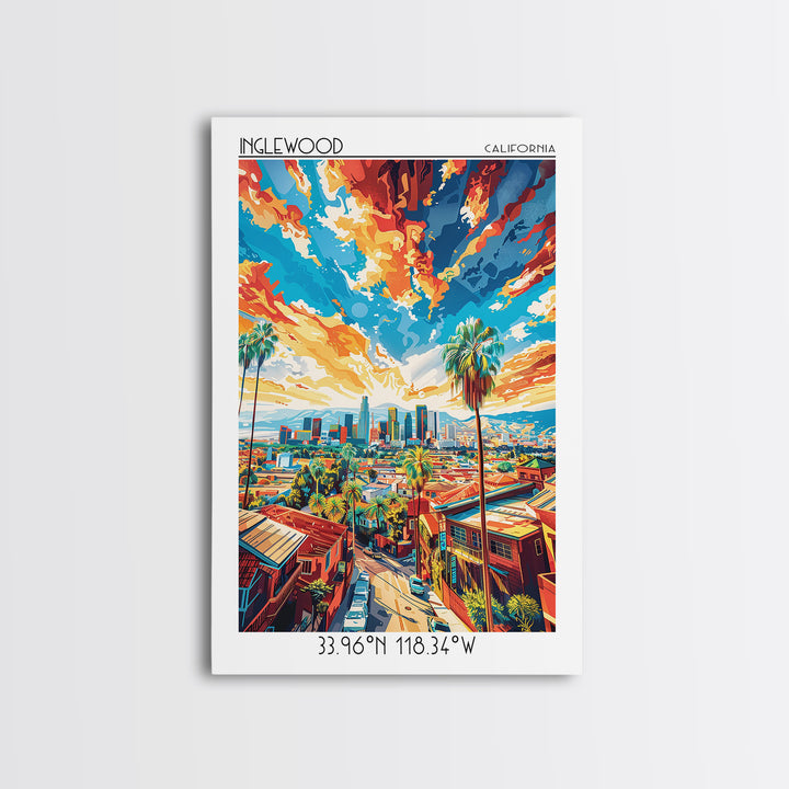 Inglewood Travel Poster, Canvas Print, Travel Wall Decor, Minimalist Poster, City Travel Poster, City Wall Art, Living Room Wall Art