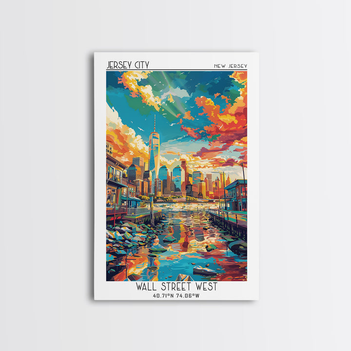 Jersey City Travel Poster, Canvas Print, Retro Wall Art, Travel Print, Living Room Wall Art, City Wall Art, Fine Art Print, Wall Art