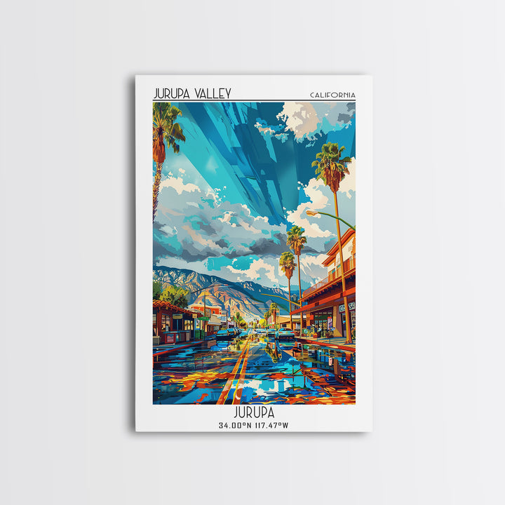 Jurupa Valley Travel Poster, Framed Canvas Print, Retro Travel Poster, City Wall Art, Travel Print, Gallery Wall Set, Travel Posters