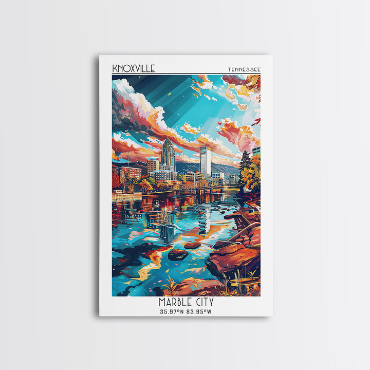 Knoxville Travel Poster, Framed Canvas Print, Poster Print, Travel Wall Art, Travel Posters, City Illustration, Living Room Wall Art