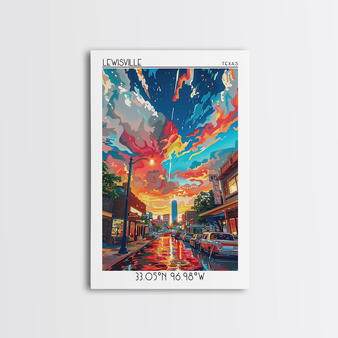 Lewisville Travel Poster, Canvas Print, Retro Wall Art, Travel Print, City Travel Poster, Art Print, Vintage Poster, Vintage Posters