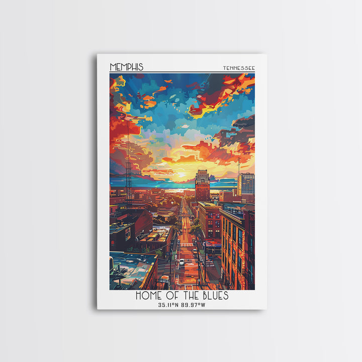 Memphis Travel Poster, Framed Canvas Print, City Travel Poster, Travel Wall Art, Vintage Travel Print, Travel Prints, Retro Wall Art