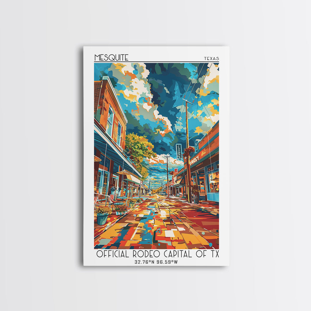 Mesquite Travel Poster, Canvas Print, Retro Wall Art, Travel Print, Travel Posters, City Illustration, City Wall Art, City Art Print