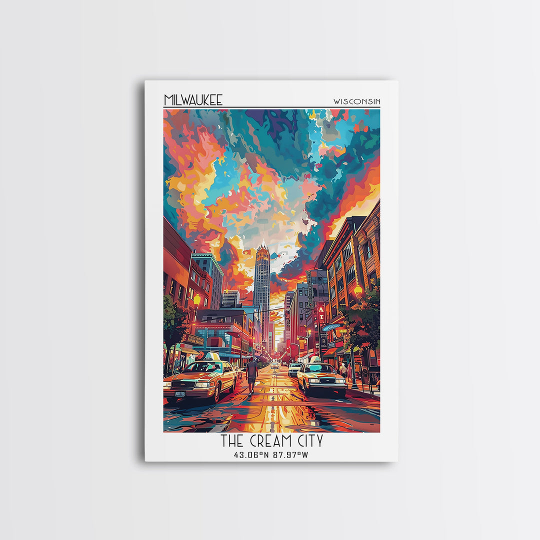 Milwaukee Travel Poster, Canvas Print, Retro Wall Art, Travel Print, Modern Wall Decor, Poster Art, Poster Print, City Travel Poster