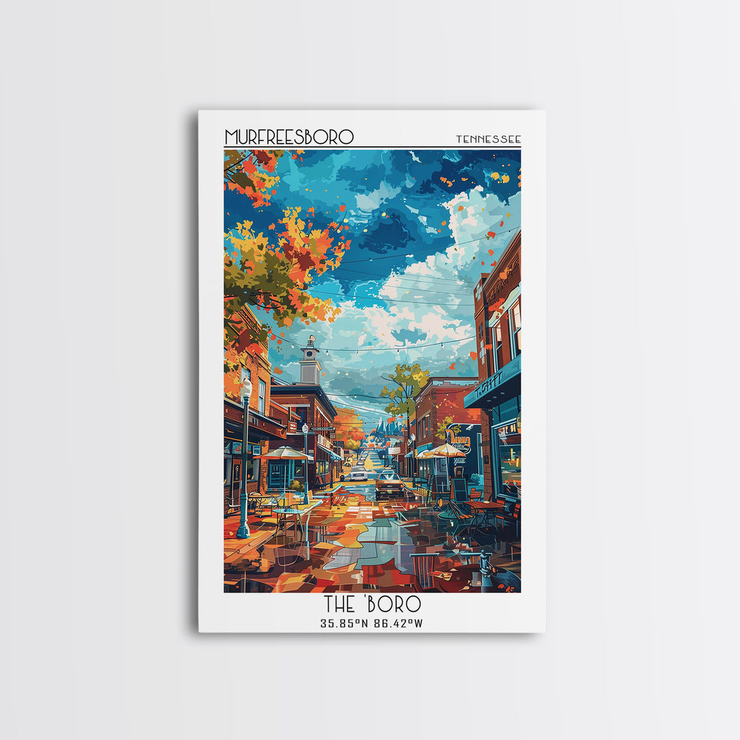 Murfreesboro Travel Poster, Framed Canvas Print, Travel Art Print, Modern Wall Decor, Art Print, City Wall Art, Living Room Wall Art