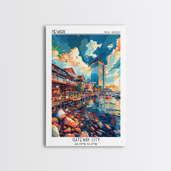 Newport News Travel Poster, Framed Canvas Print, Retro Travel Poster, City Wall Art, Travel Prints, City Art Print, Travel Art Print