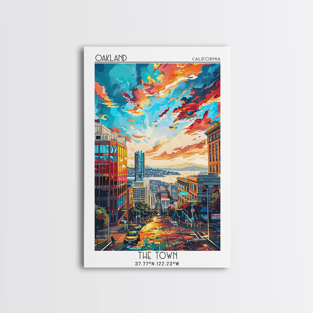 Oakland Travel Poster, Framed Canvas Print, City Art Print, Travel Wall Art, Vintage Travel Art, Living Room Wall Art, Travel Prints