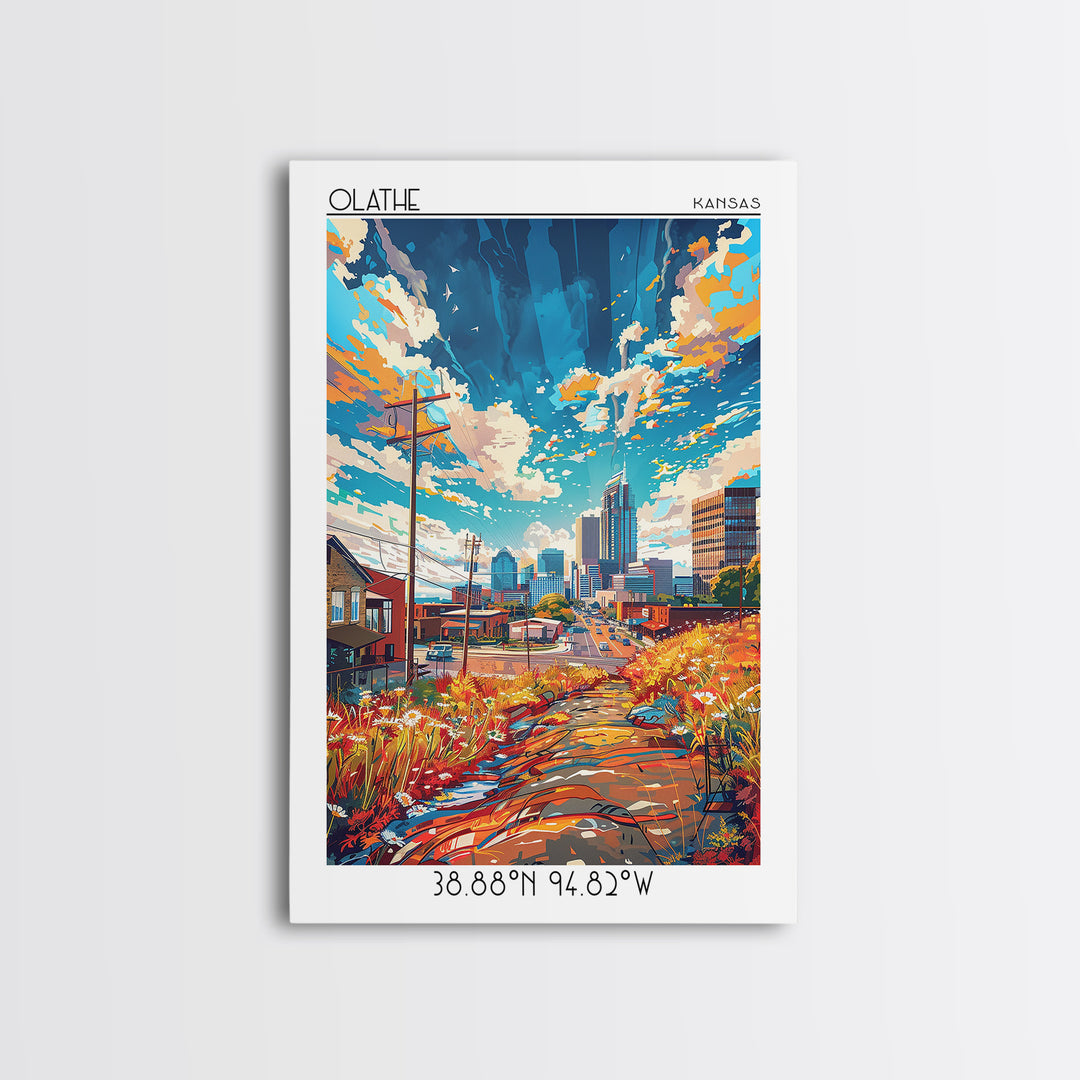 Olathe Travel Poster, Framed Canvas Print, Travel Wall Art, City Wall Art, Retro Travel Poster, Vintage Travel, Mid Century Wall Art