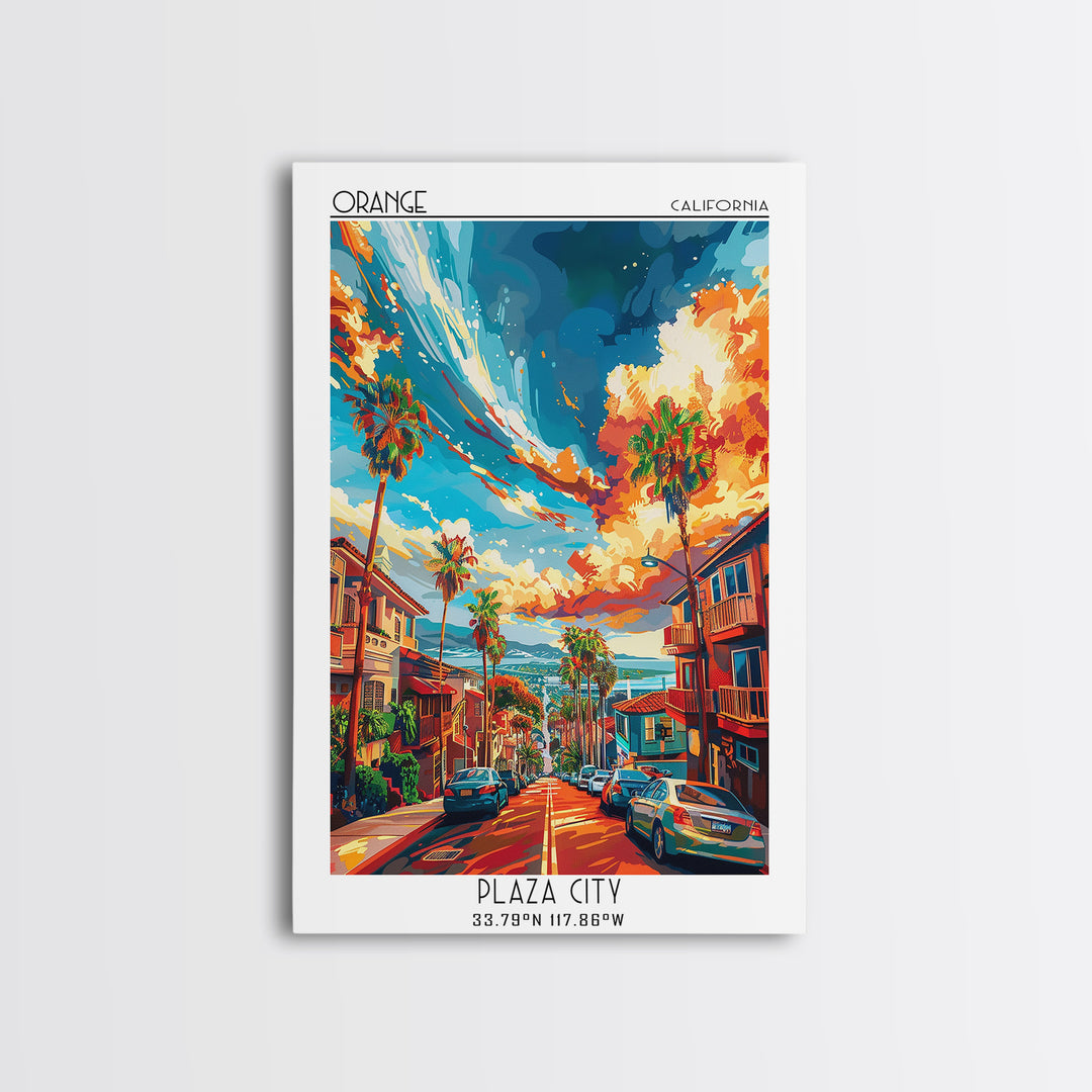 Orange Travel Poster, Canvas Print, Travel Prints, Landscape Art, Gallery Wall Set, Travel Posters, Travel Print, City Travel Poster