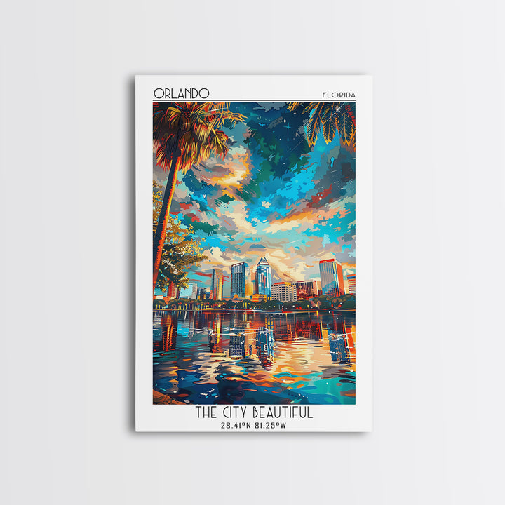 Orlando Travel Poster, Canvas Print, Poster Print, Travel Wall Art, City Illustration, Wall Art, Travel Prints, Living Room Wall Art