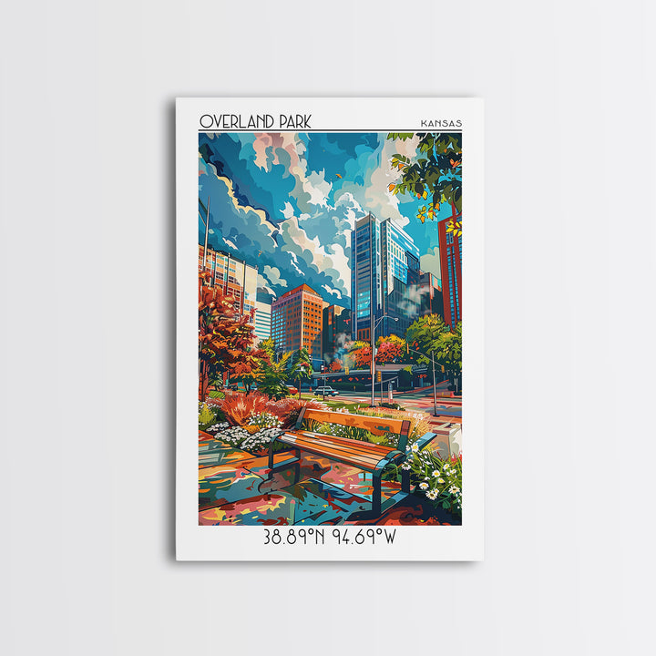 Overland Park Travel Poster, Framed Canvas Print, Poster Print, Travel Wall Art, Vintage Travel Print, Travel Prints, Retro Wall Art
