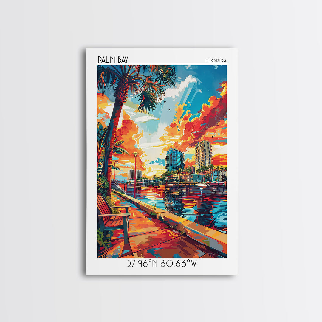 Palm Bay Travel Poster, Canvas Print, Travel Wall Art, City Wall Art, Travel Prints, Vintage Posters, Travel Posters, Fine Art Print