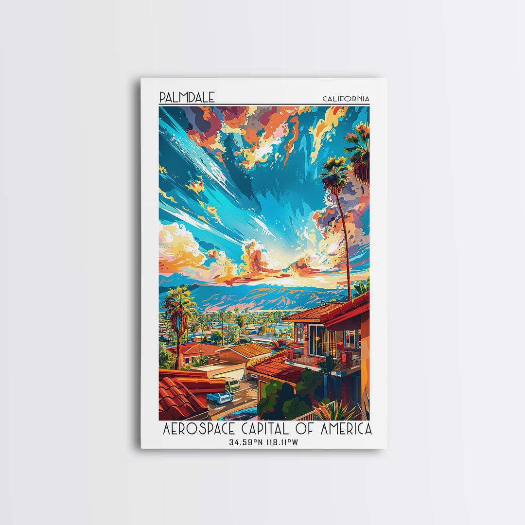 Palmdale Travel Poster, Framed Canvas Print, City Travel Poster, Travel Wall Art, Landscape Art, Retro Travel Print, Vintage Posters