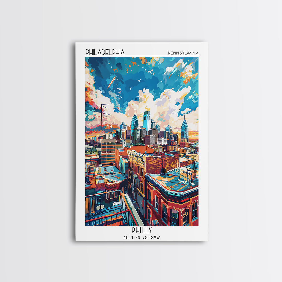 Philadelphia Travel Poster, Framed Canvas Print, City Travel Poster, Travel Wall Decor, Travel Prints, City Wall Art, City Art Print