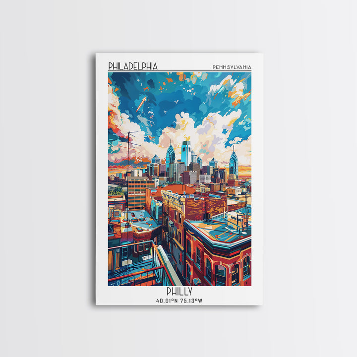 Philadelphia Travel Poster, Framed Canvas Print, City Travel Poster, Travel Wall Decor, Travel Prints, City Wall Art, City Art Print