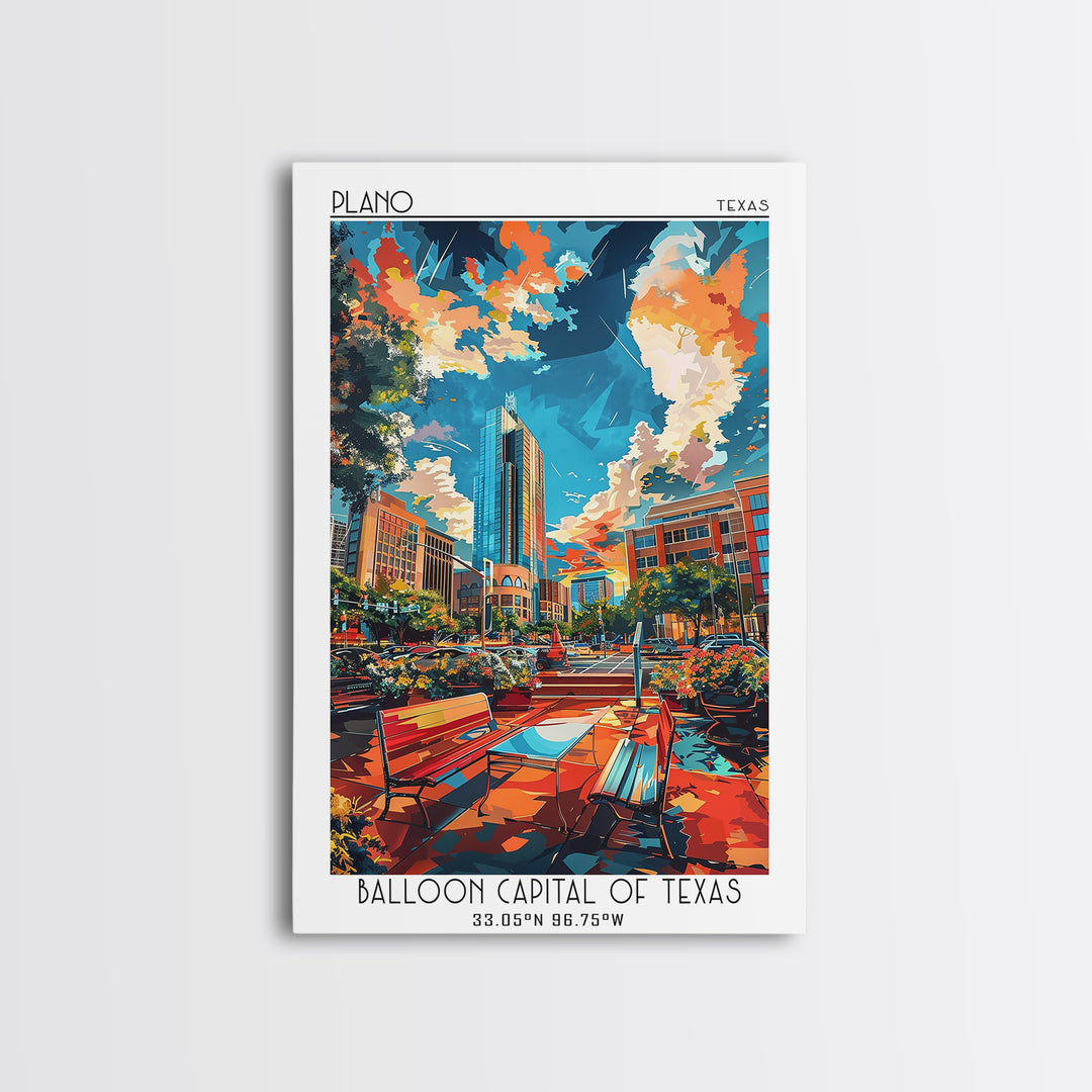 Plano Travel Poster, Canvas Print, Travel Prints, Landscape Art, Travel Decor, Minimalist Poster, Wanderlust Gift, Home Office Decor