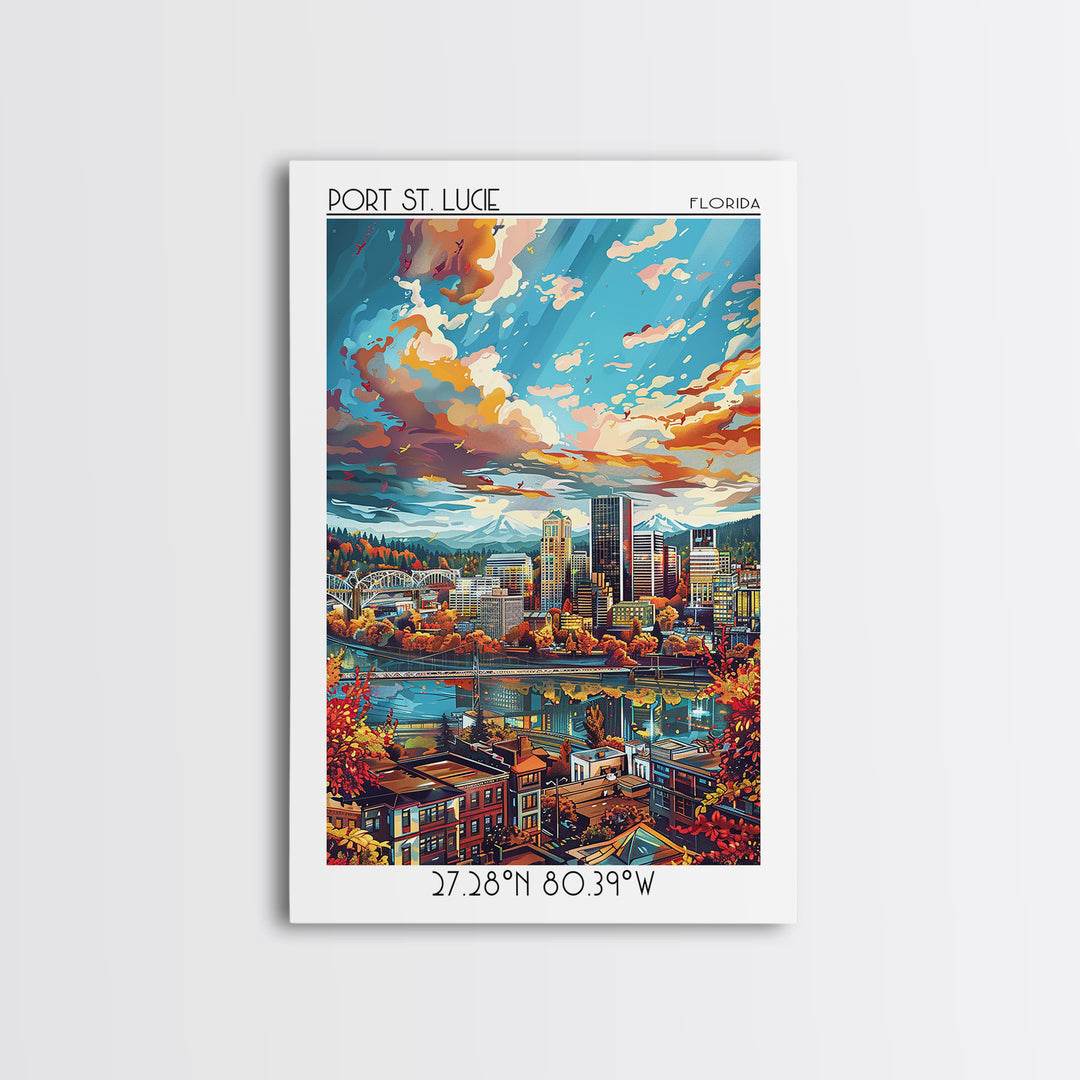 Portland Travel Poster, Framed Canvas Print, City Travel Poster, Vintage City Poster, Travel Wall Art, Vintage Posters, Travel Print