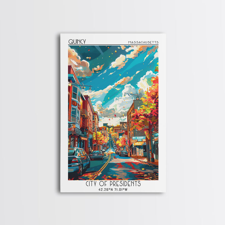 Quincy Travel Poster, Canvas Print, Travel Wall Art, City Wall Art, Vintage Travel, City Art Print, Vintage Travel Art, Travel Print