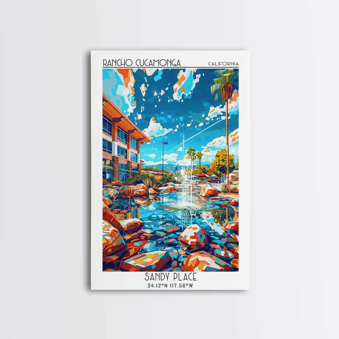 Rancho Cucamonga Travel Poster, Framed Canvas Print, Travel Art Print, Modern Wall Decor, Wall Art, Travel Print, Retro Travel Print