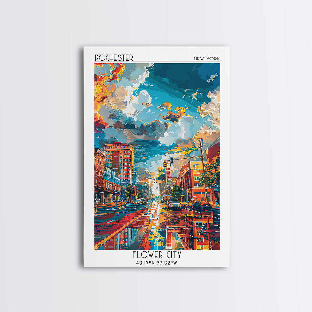 Rochester Travel Poster, Canvas Print, Retro Wall Art, Travel Print, Travel Art Print, Fine Art Print, Art Print, City Travel Poster