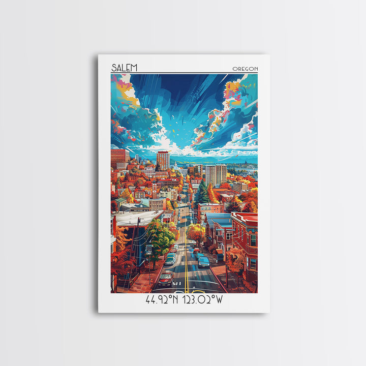Salem Travel Poster, Framed Canvas Print, City Travel Poster, Travel Wall Decor, Fine Art Print, Travel Art Print, Home Office Decor