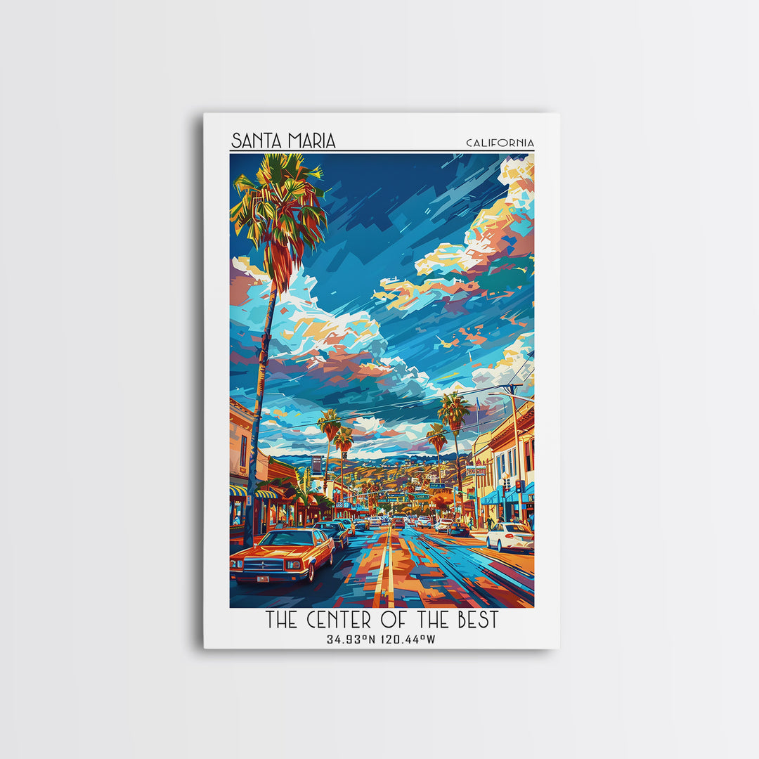 Santa Maria Travel Poster, Canvas Print, City Travel Poster, Vintage City Poster, City Art Print, Retro Travel Print, Fine Art Print