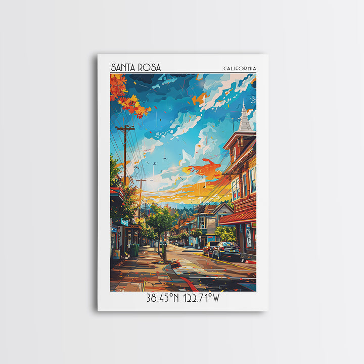 Santa Rosa Travel Poster, Framed Canvas Print, Poster Print, Travel Wall Art, Gallery Wall Set, Home Office Decor, Colorful Wall Art