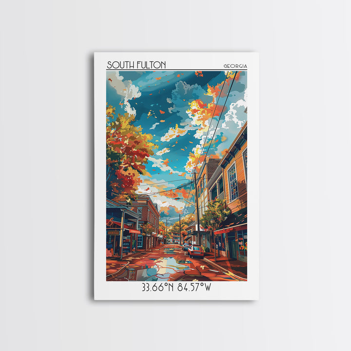 South Fulton Travel Poster, Framed Canvas Print, Retro Wall Art, Travel Print, Vintage Travel, Vintage Travel Art, Minimalist Poster