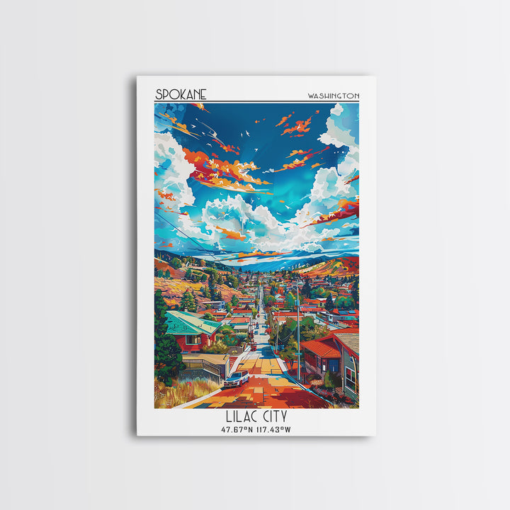 Spokane Valley Travel Poster, Framed Canvas Print, City Travel Poster, Travel Wall Decor, Fine Art Print, Travel Posters, Home Decor