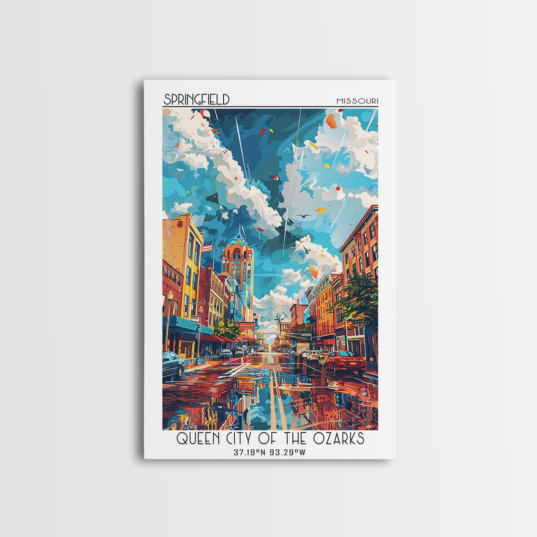 Springfield Travel Poster, Canvas Print, City Travel Poster, Vintage City Poster, Mid Century Wall Art, Travel Print, Vintage Travel