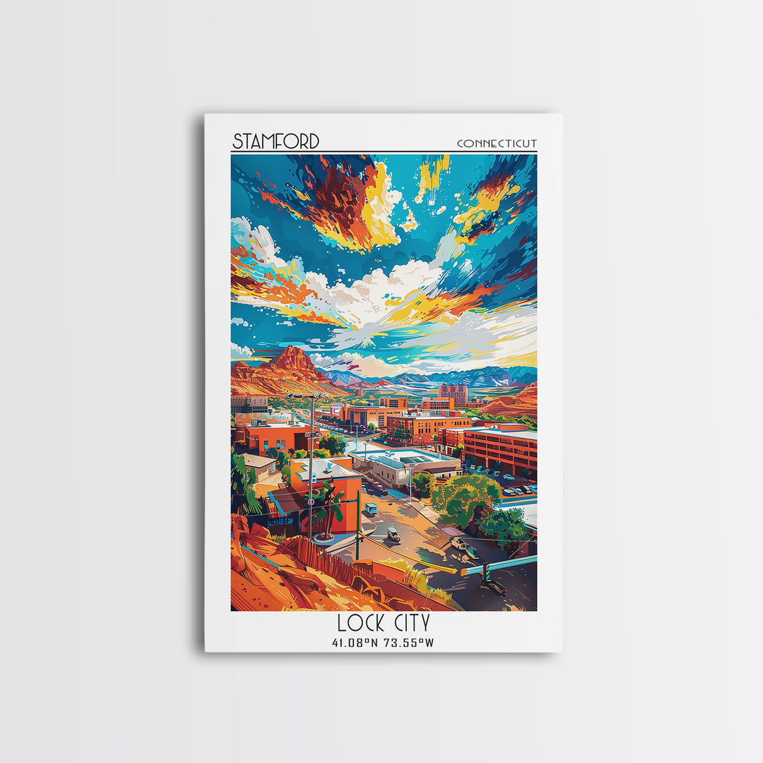 St George Travel Poster, Framed Canvas Print, Travel Wall Art, City Wall Art, Gallery Wall Set, City Art Print, Watercolor Cityscape
