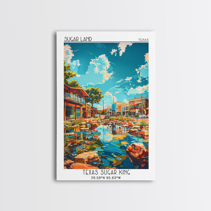 Sugar Land Travel Poster, Canvas Print, Retro Travel Poster, City Wall Art, City Art Print, Art Print, Landscape Art, Travel Posters