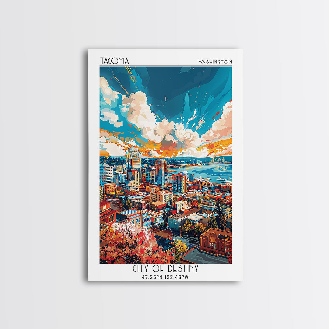 Tacoma Travel Poster, Framed Canvas Print, City Travel Poster, Travel Wall Art, Travel Art Print, Vintage Travel Art, Vintage Poster