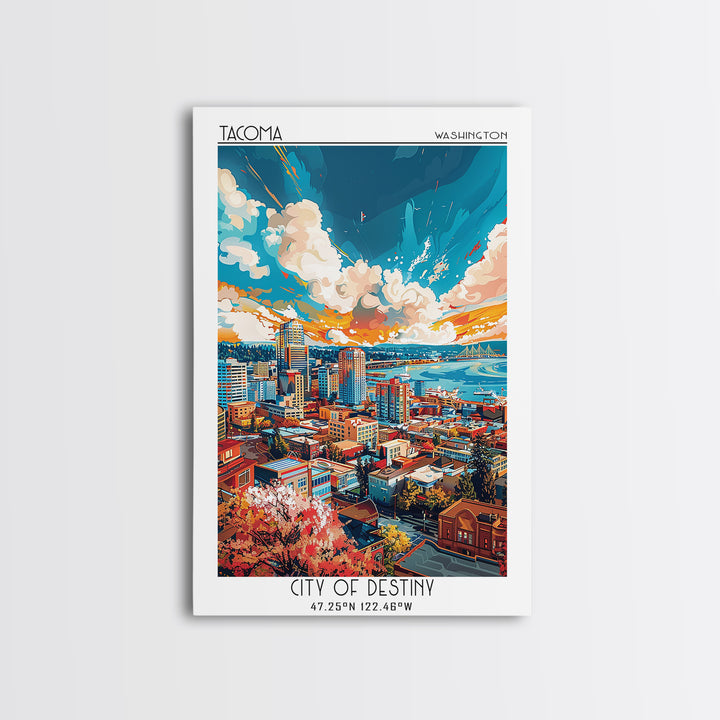 Tacoma Travel Poster, Framed Canvas Print, City Travel Poster, Travel Wall Art, Travel Art Print, Vintage Travel Art, Vintage Poster