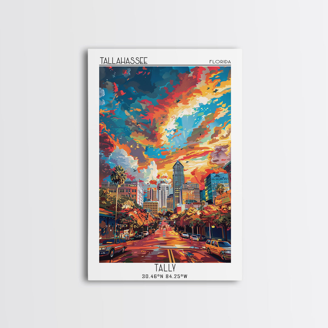 Tallahassee Travel Poster, Framed Canvas Print, City Art Print, Travel Wall Art, Modern Wall Decor, Travel Print, City Travel Poster