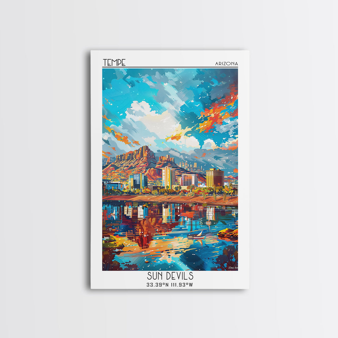 Tempe Travel Poster, Canvas Print, Retro Wall Art, Travel Print, City Illustration, Vintage Poster, Poster Art, Mid Century Wall Art