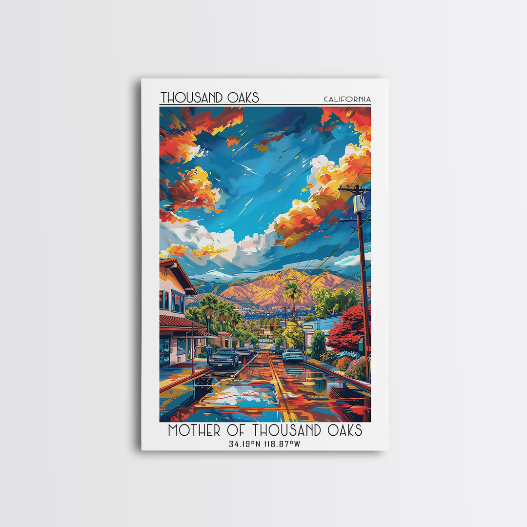 Thousand Oaks Travel Poster, Framed Canvas Print, City Travel Poster, Travel Wall Art, Art Print, Fine Art Print, Vintage Travel Art