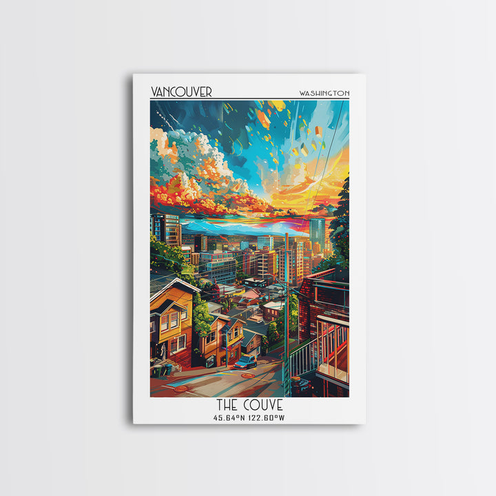 Vancouver Travel Poster, Framed Canvas Print, City Art Print, Travel Wall Art, Minimalist Poster, Vintage Poster, Retro Travel Print