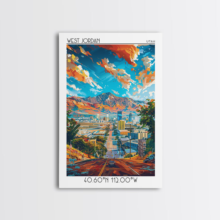 West Jordan Travel Poster, Canvas Print, City Travel Poster, Travel Wall Art, Gallery Wall Set, Vintage Travel, Vintage Travel Print