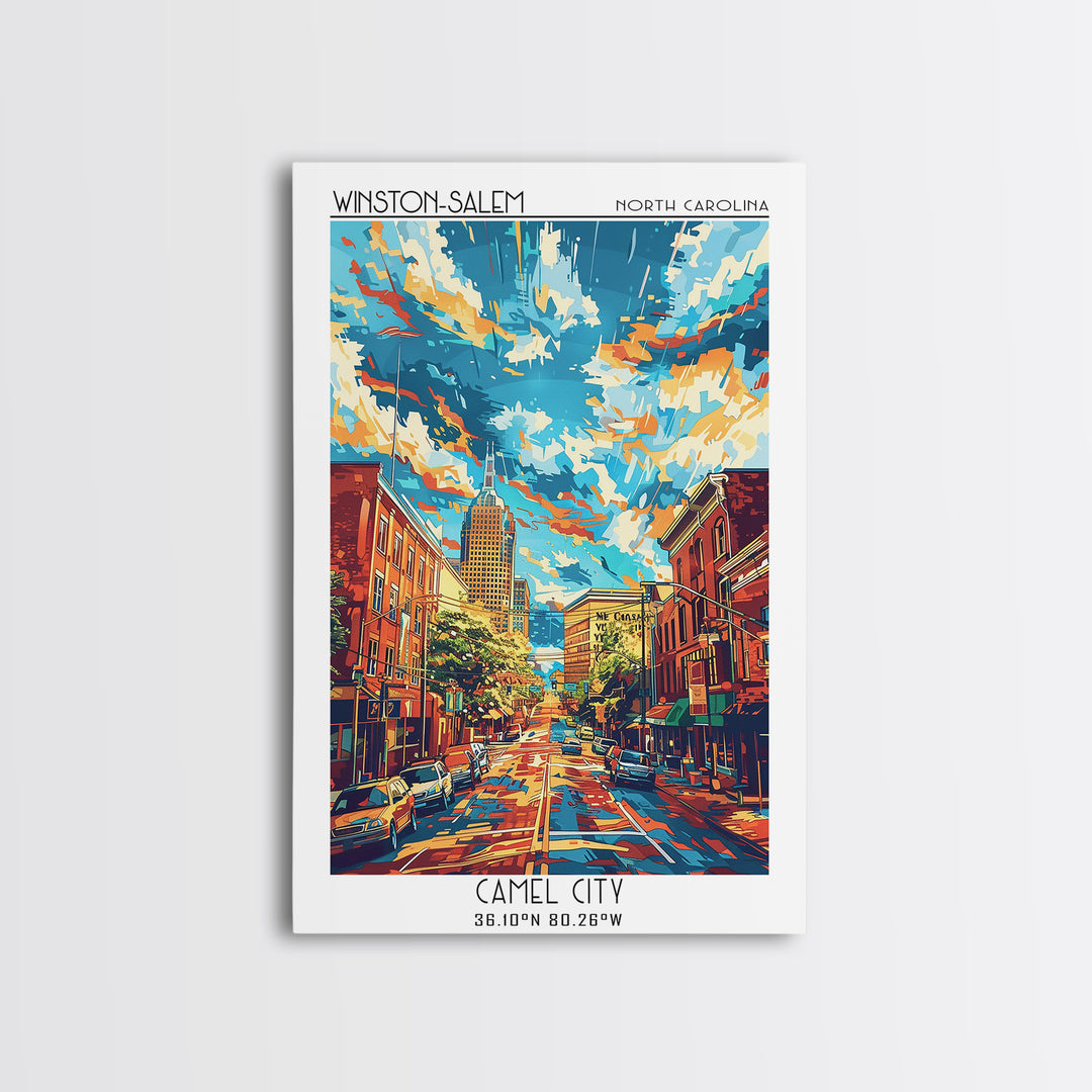 Winston-Salem Travel Poster, Canvas Print, Travel Wall Decor, Minimalist Poster, Travel Prints, Retro Travel Print, Gallery Wall Set