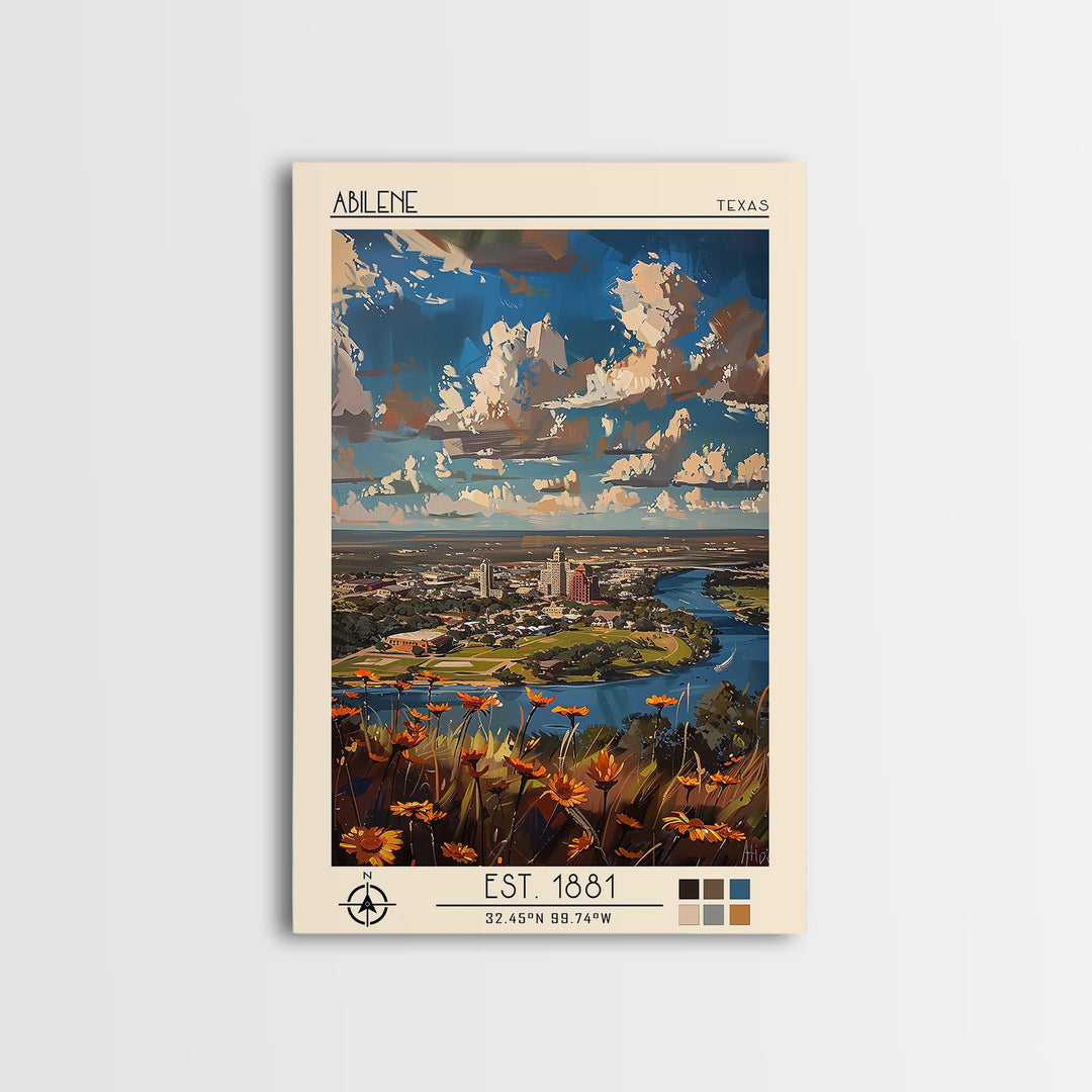 Abilene Travel Poster, Canvas Print, Travel Prints, Landscape Art, Gallery Wall Set, Poster Art, Vintage City Poster, Vintage Poster