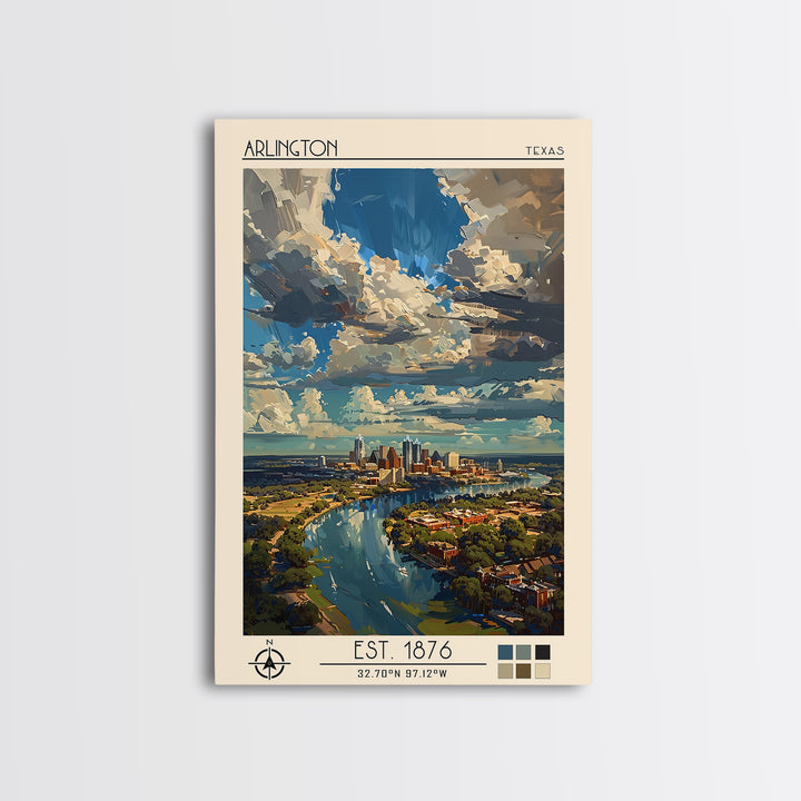 Arlington Travel Poster, Framed Canvas Print, City Travel Poster, Vintage City Poster, Fine Art Print, Travel Prints, Travel Posters