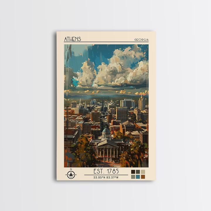 Athens Travel Poster, Canvas Print, City Travel Poster, Vintage City Poster, Mid Century Wall Art, City Illustration, City Art Print
