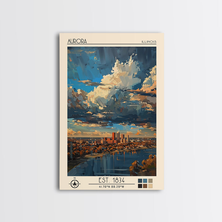 Aurora Illinois Travel Poster, Canvas Print, Poster Print, Travel Wall Art, Vintage Posters, City Travel Poster, Retro Travel Poster
